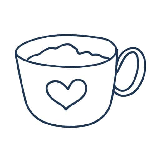 Drawing of Coffee Mug with heart on